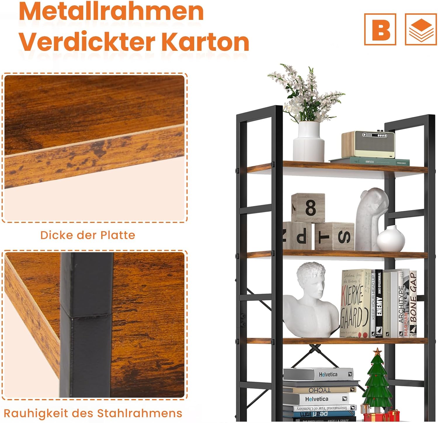 5-Tier Brown Bookshelf