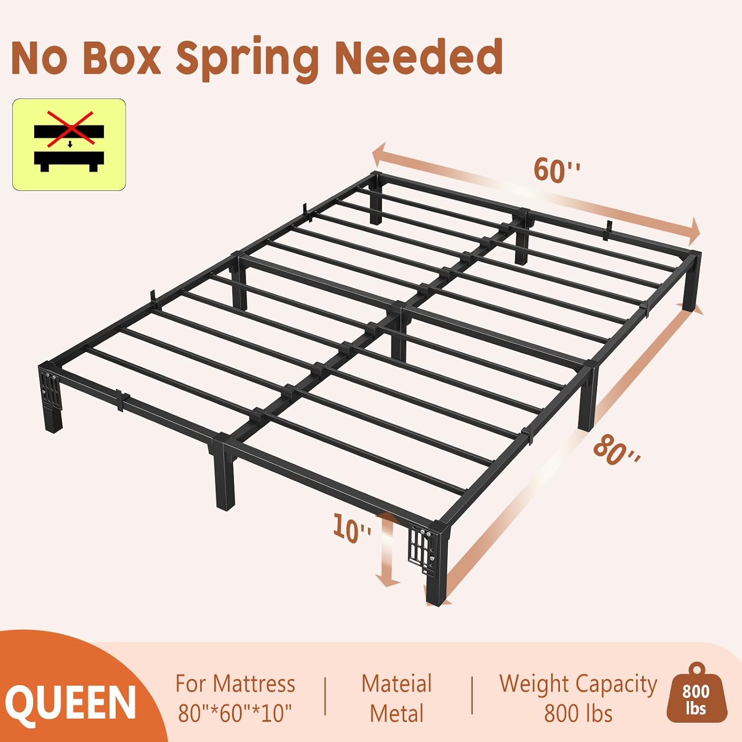 Queen Tool-Free Bed Frame
