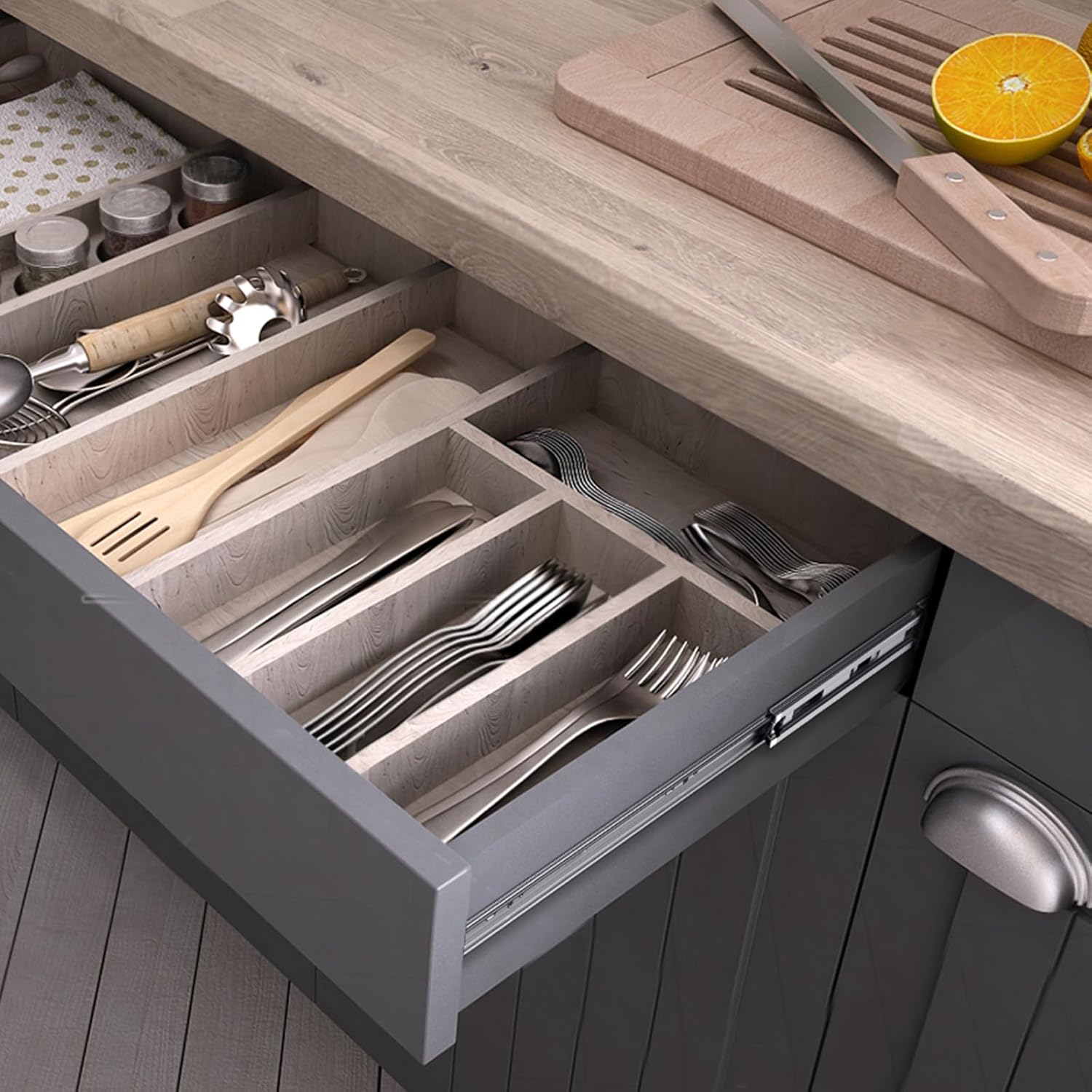 Full Size Set of 6 Soft Close Drawer Slides