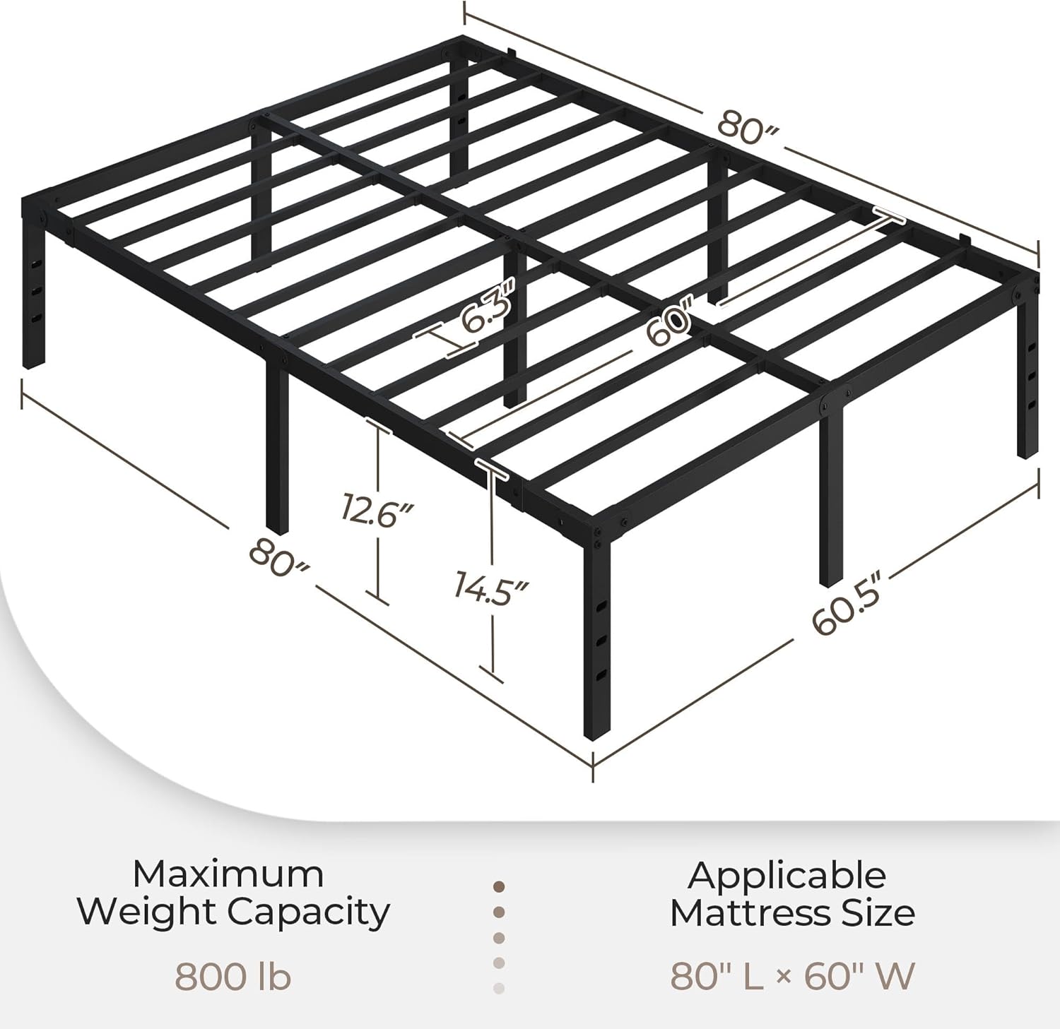 Queen Metal Bed Frame with Storage