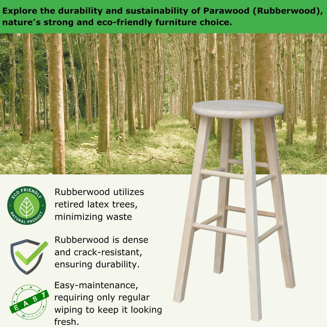 Solid Wood Round Top Stool 29" Height