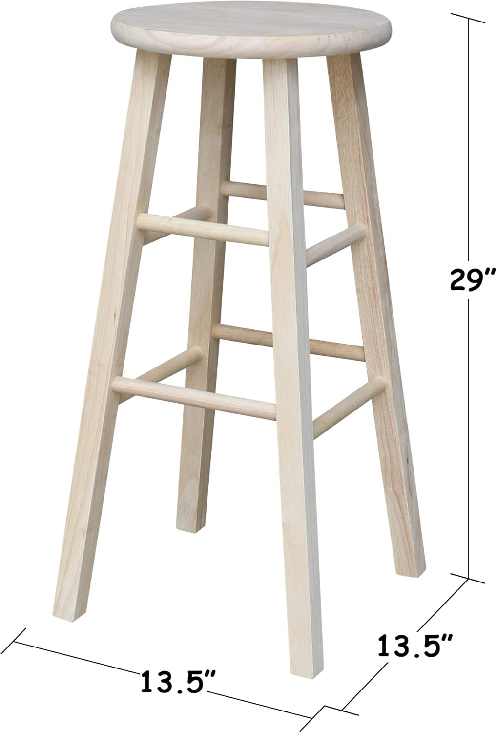 Solid Wood Round Top Stool 29" Height