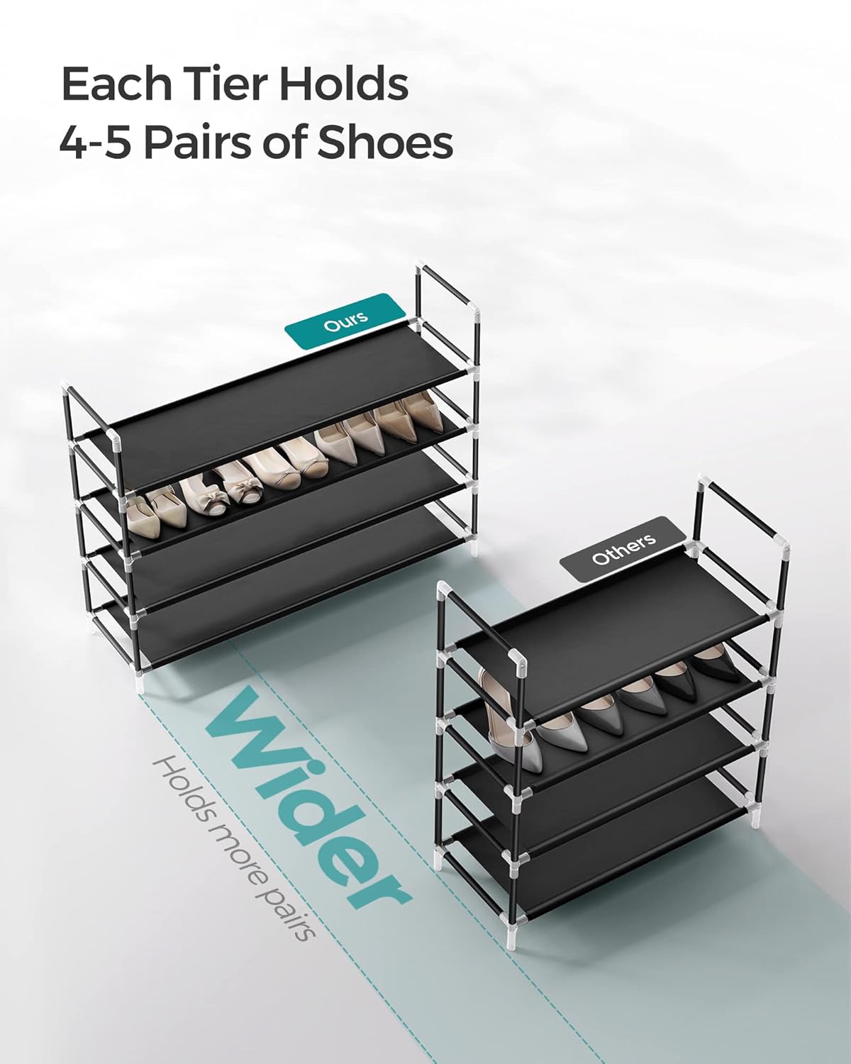 4-Tier Shoe Rack 38.8"W