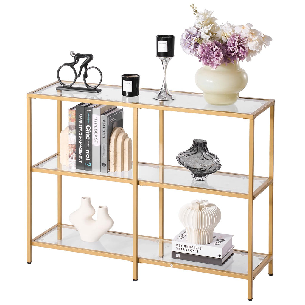 39.4" Glass Console Table with Iron Legs