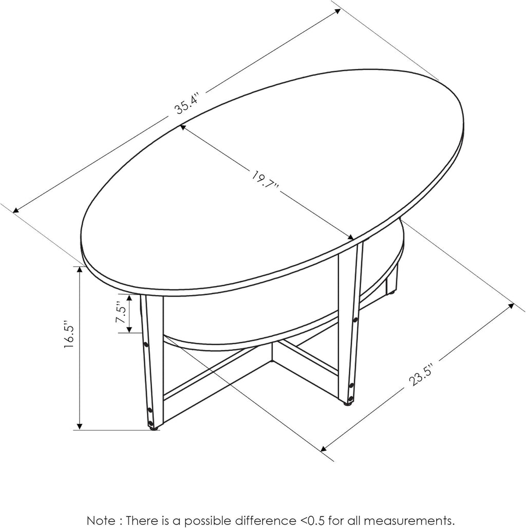 Furinno Coffee Table 19.7"D x 35.4"W x 16.4"H
