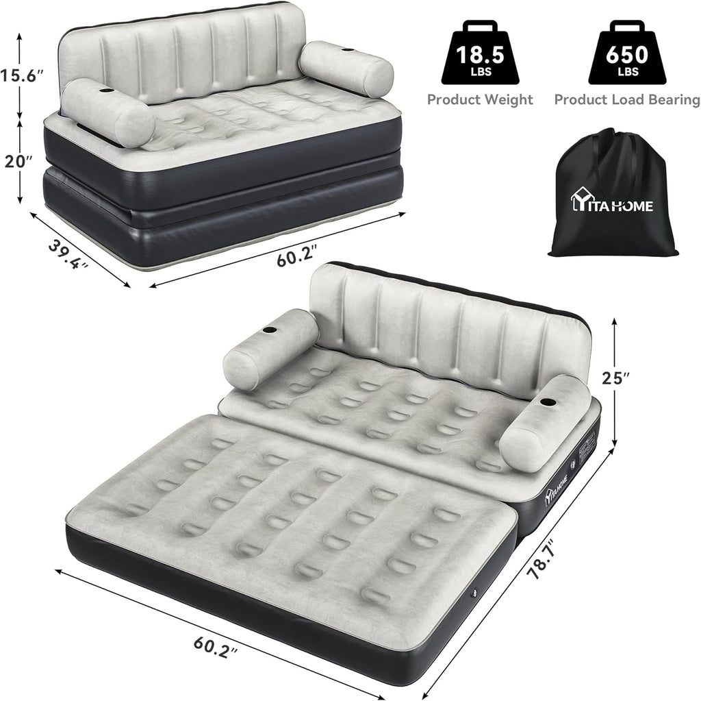 Queen Inflatable Sofa Bed with Headboard