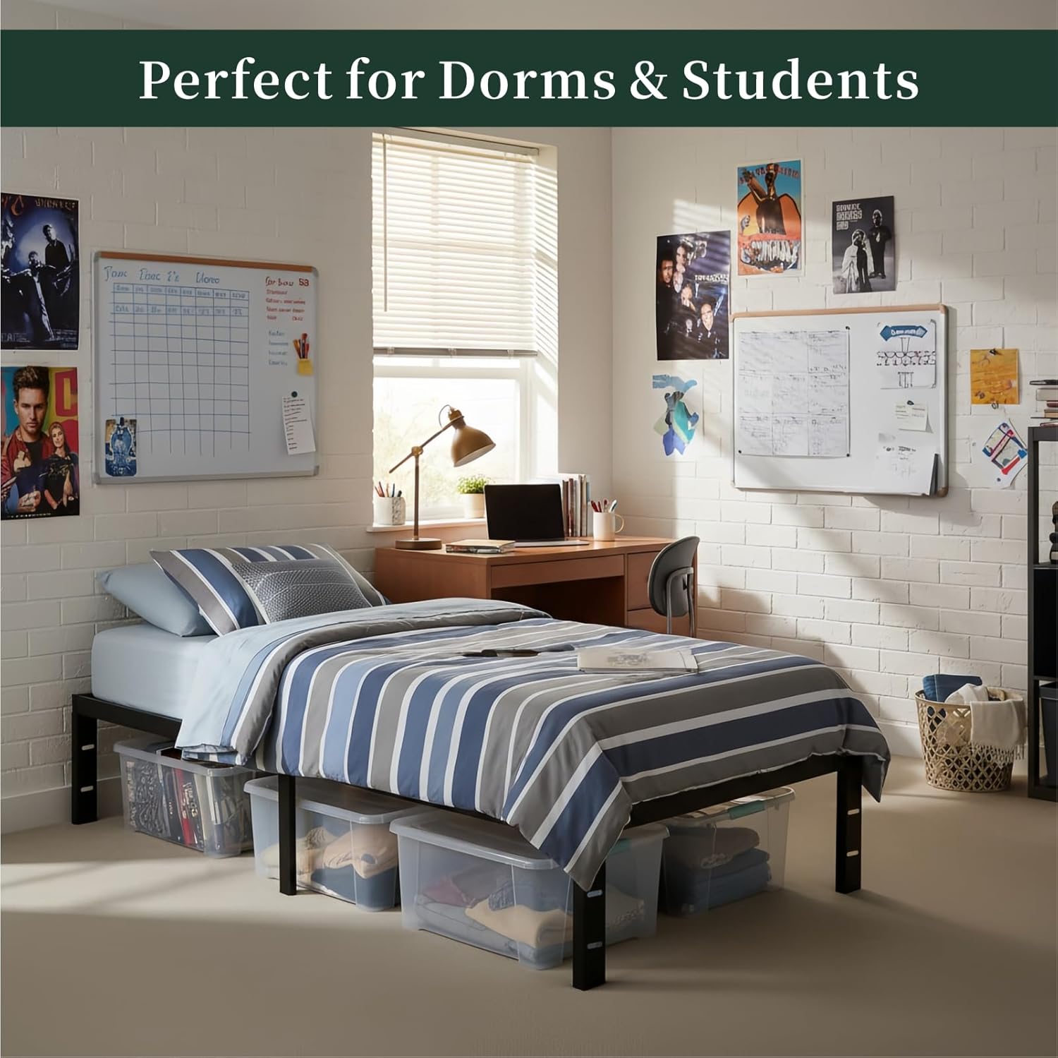 Twin Metal Bed Frame with Storage