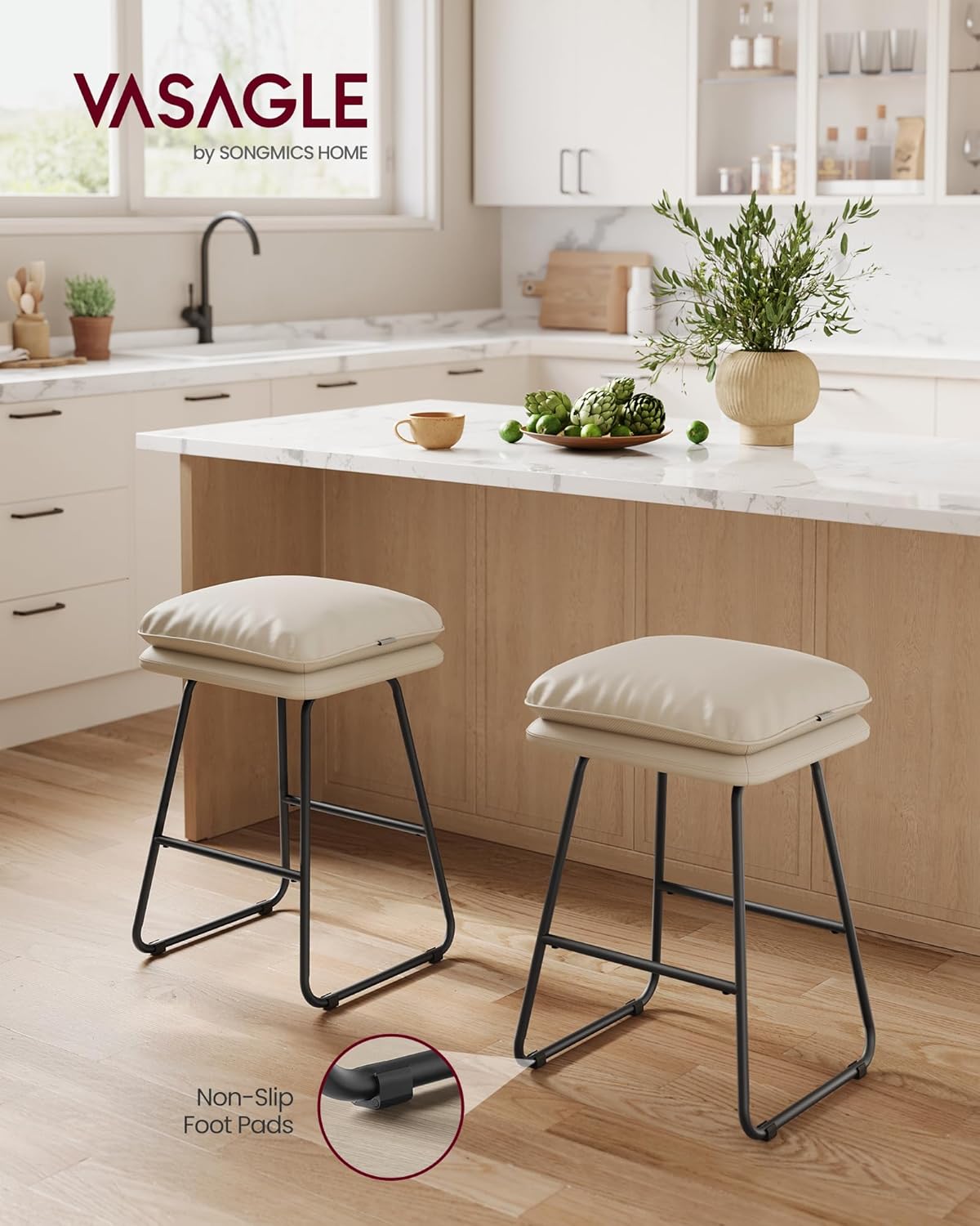 Set of 2 Bar Stools 25.6" Height