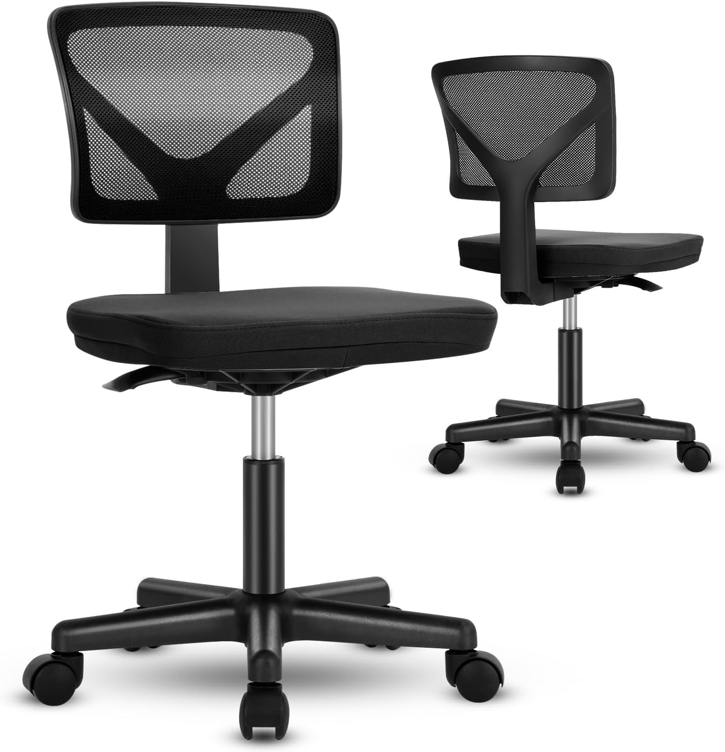 Small Armless Office Chair with Wheels