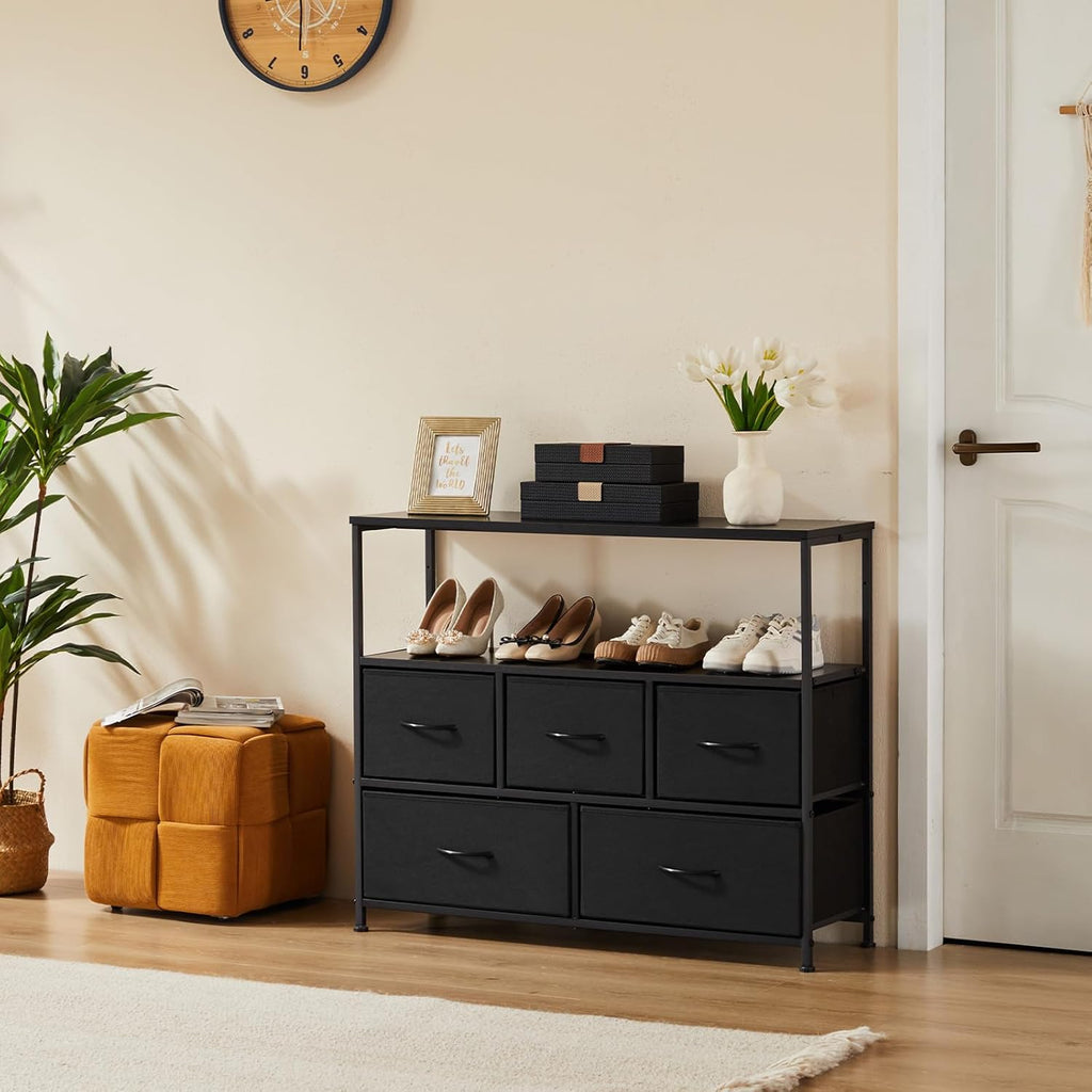 TV Stand with 5 Fabric Drawers