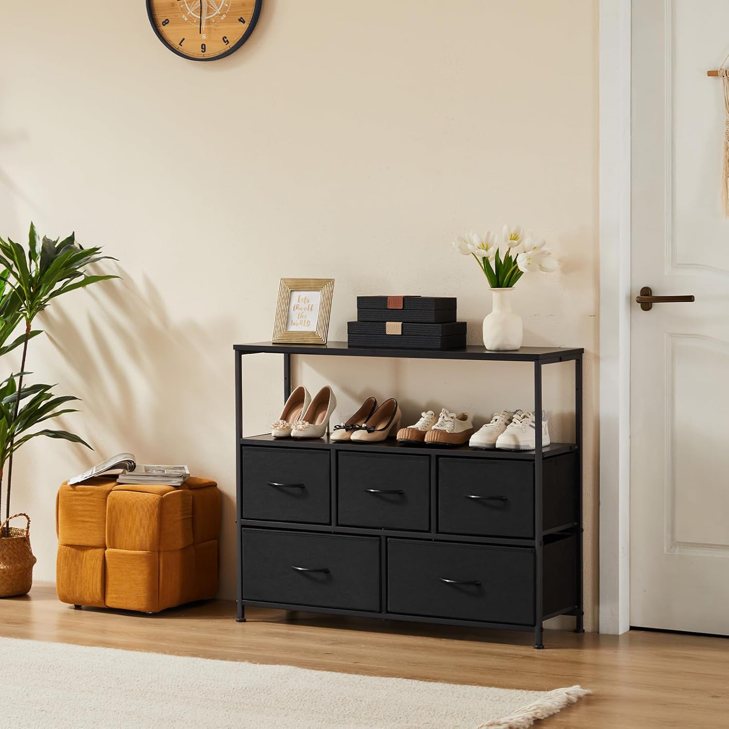 TV Stand with 5 Fabric Drawers