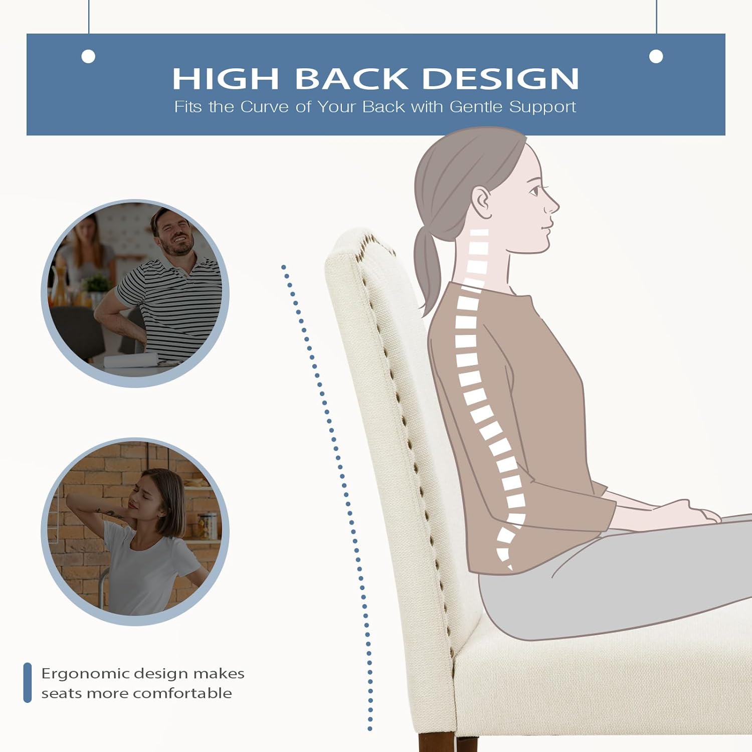 Dining Chairs Set of 4 with Wooden Legs