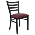 Black Metal Chair with Burgundy Vinyl Seat