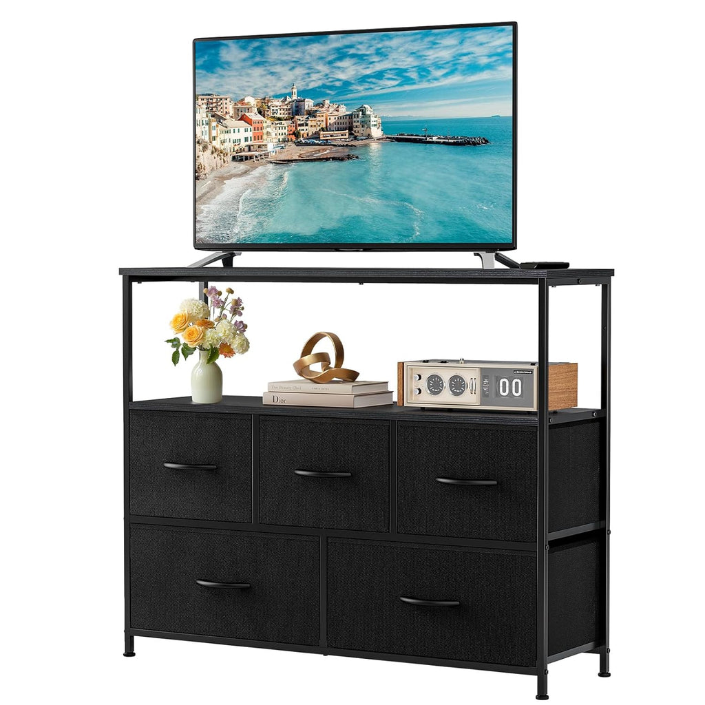 TV Stand with 5 Fabric Drawers
