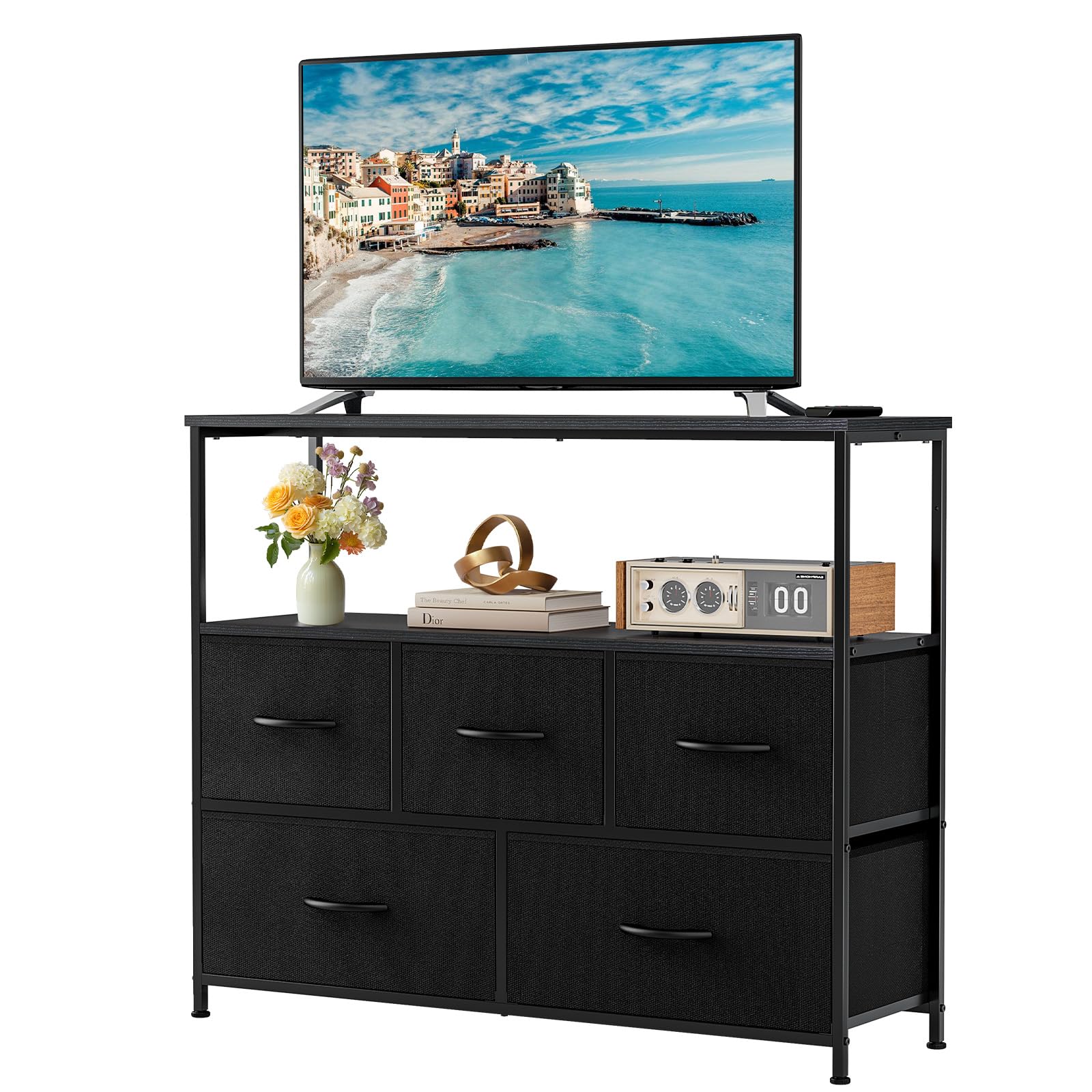 TV Stand with 5 Fabric Drawers