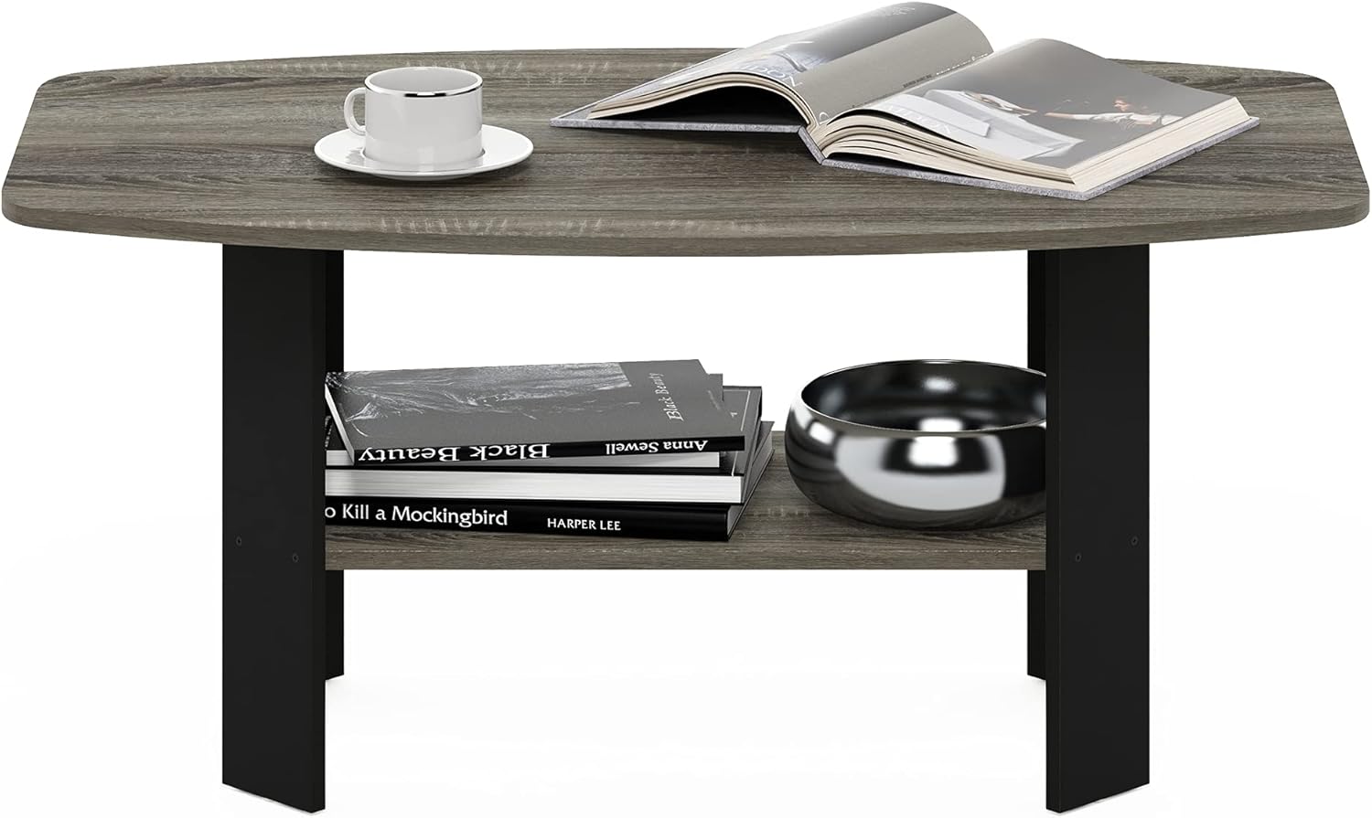 Simple Design Coffee Table - French Oak Grey/Black