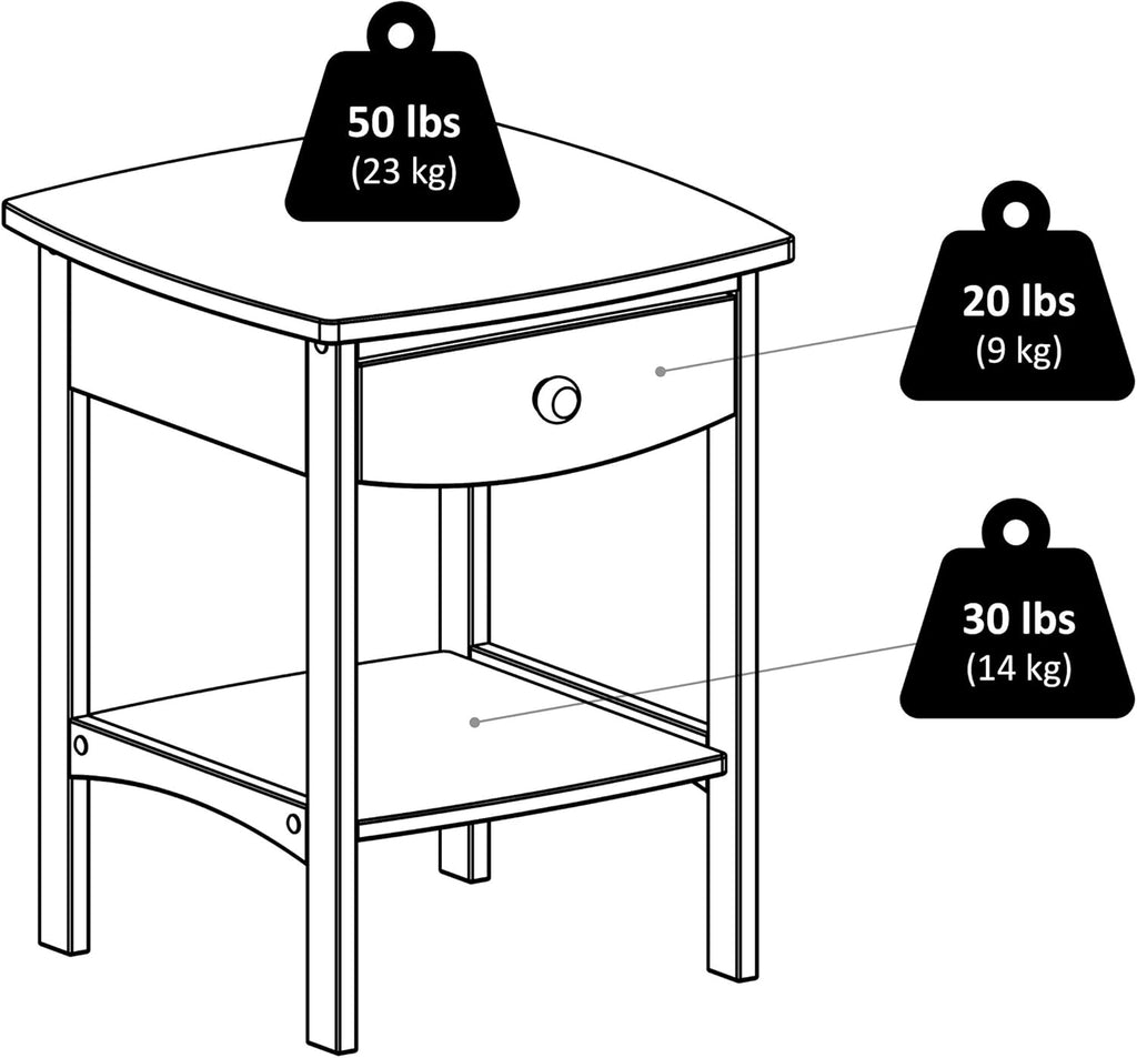 White Accent Table with Drawer and Shelf