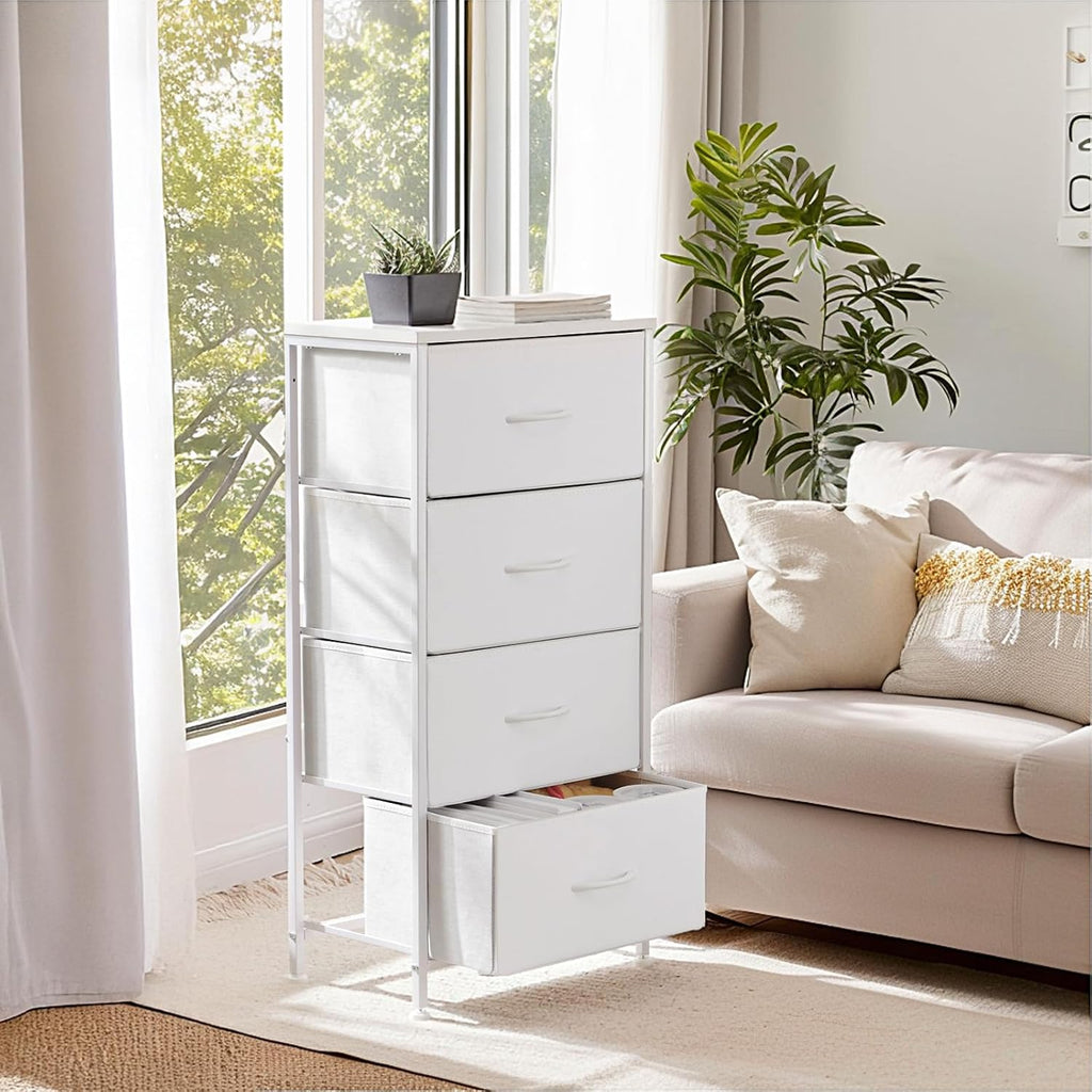 Small Nightstand with 4 Fabric Drawers