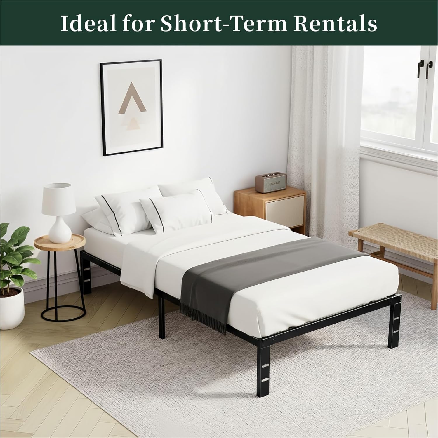 Twin Metal Bed Frame with Storage