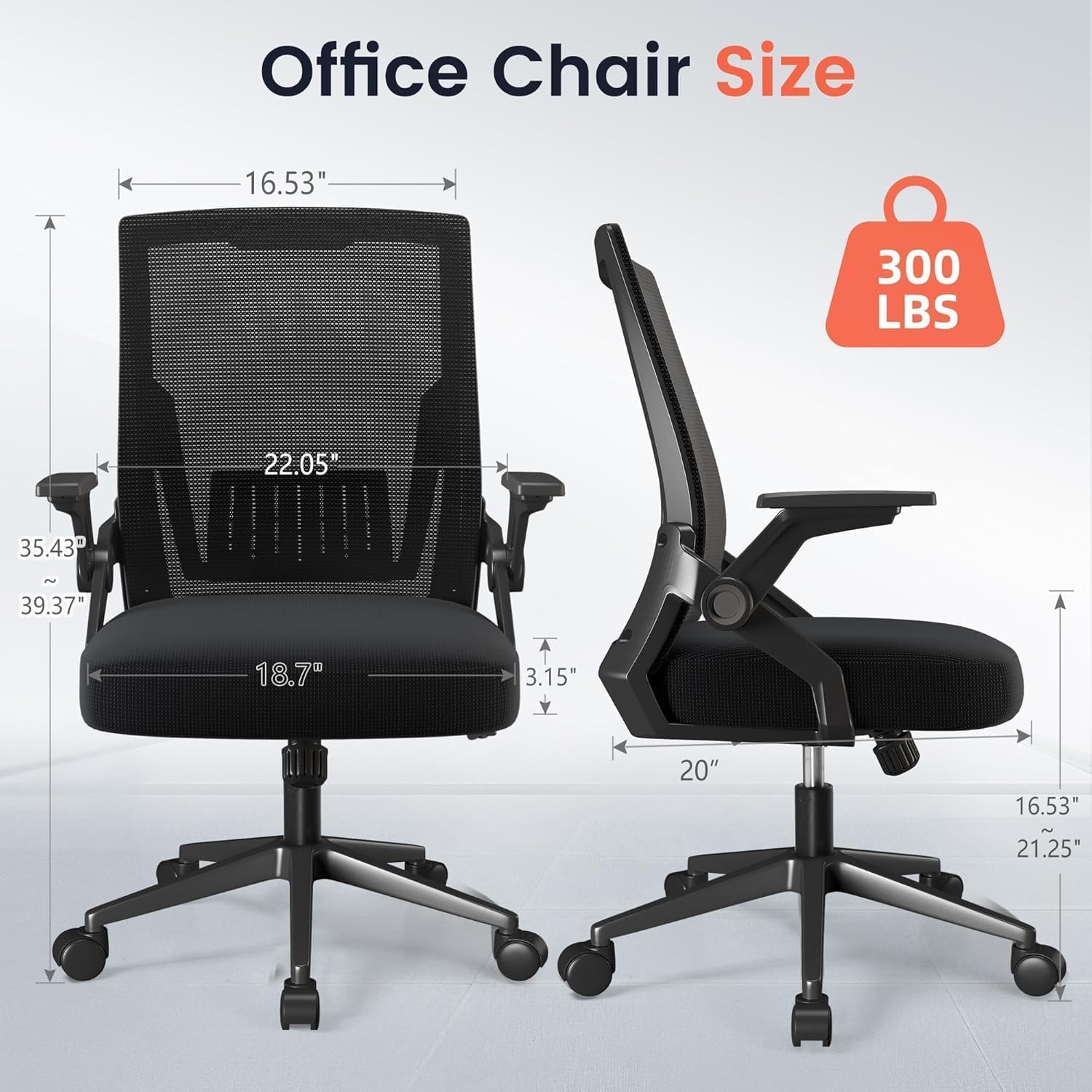 Ergonomic Office Chair with Flip-up Armrests
