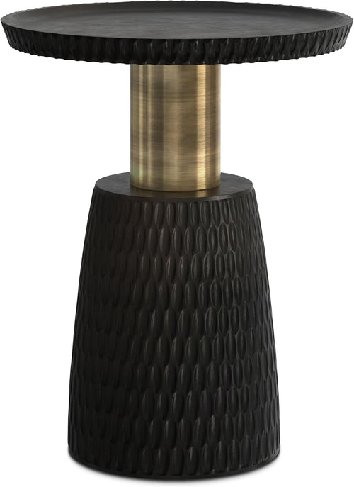 16" Solid Mango End Table - Black/Gold
