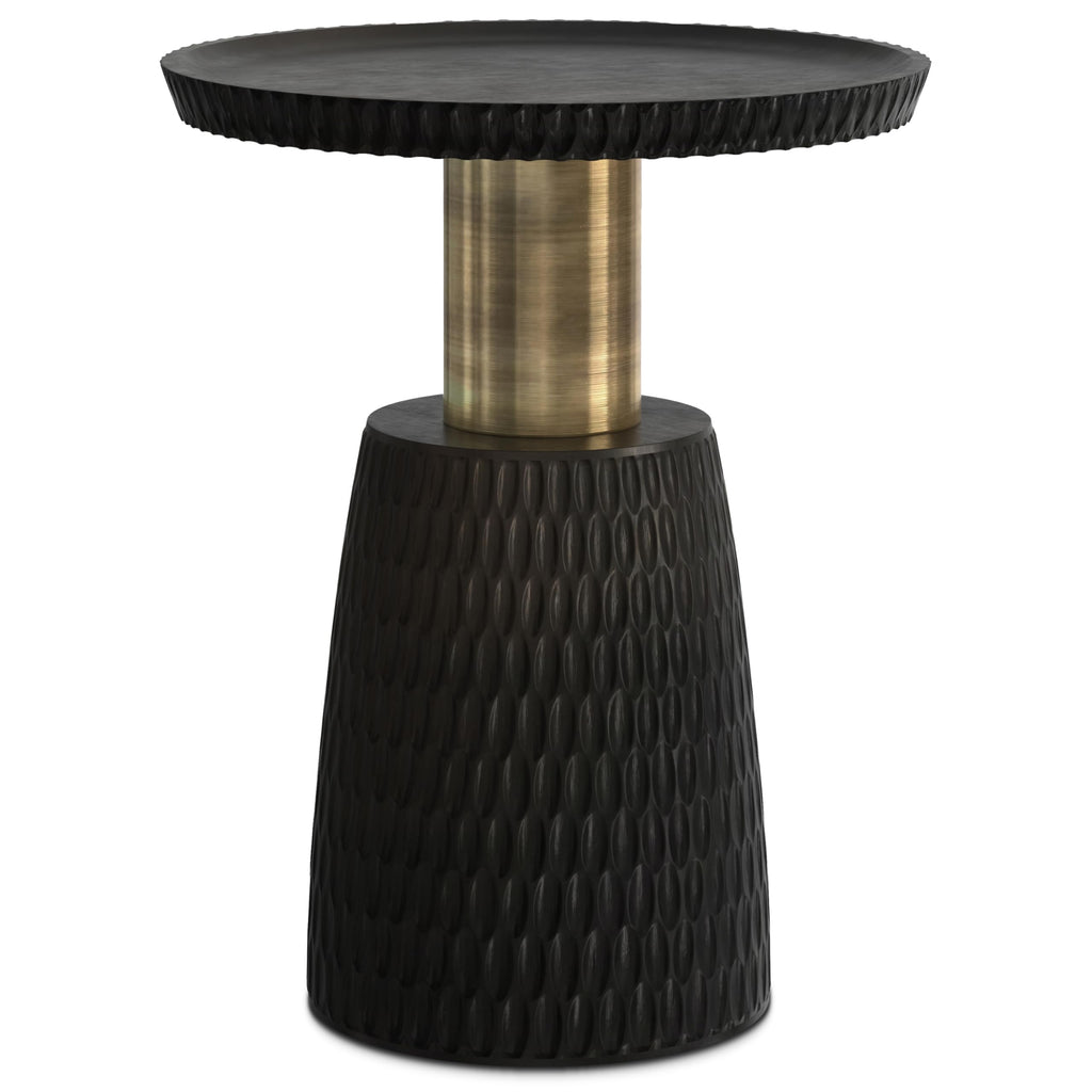 16" Solid Mango End Table - Black/Gold