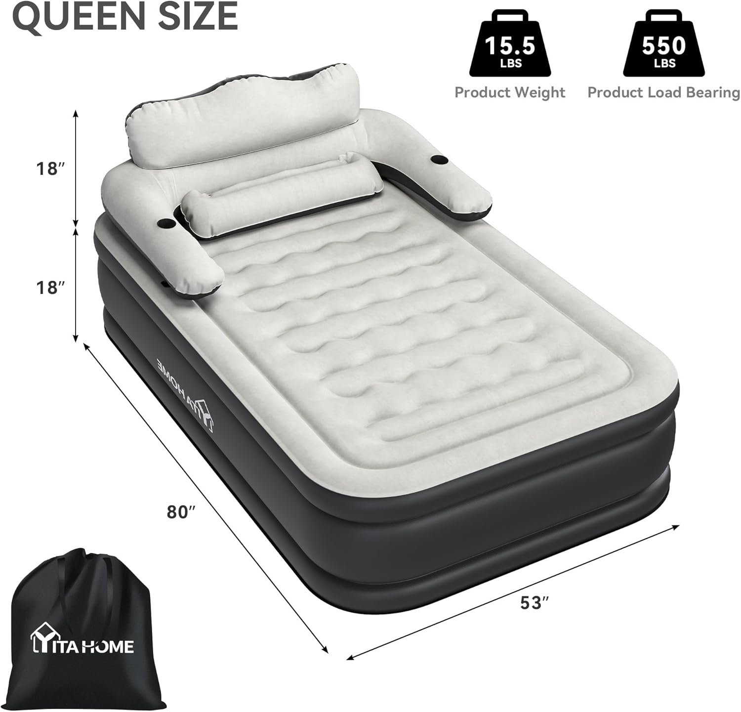 FullXL Air Mattress with Headboard