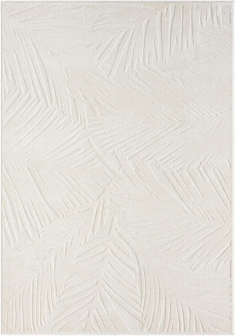 4x5 Cream Floral Palm Leaf Area Rug