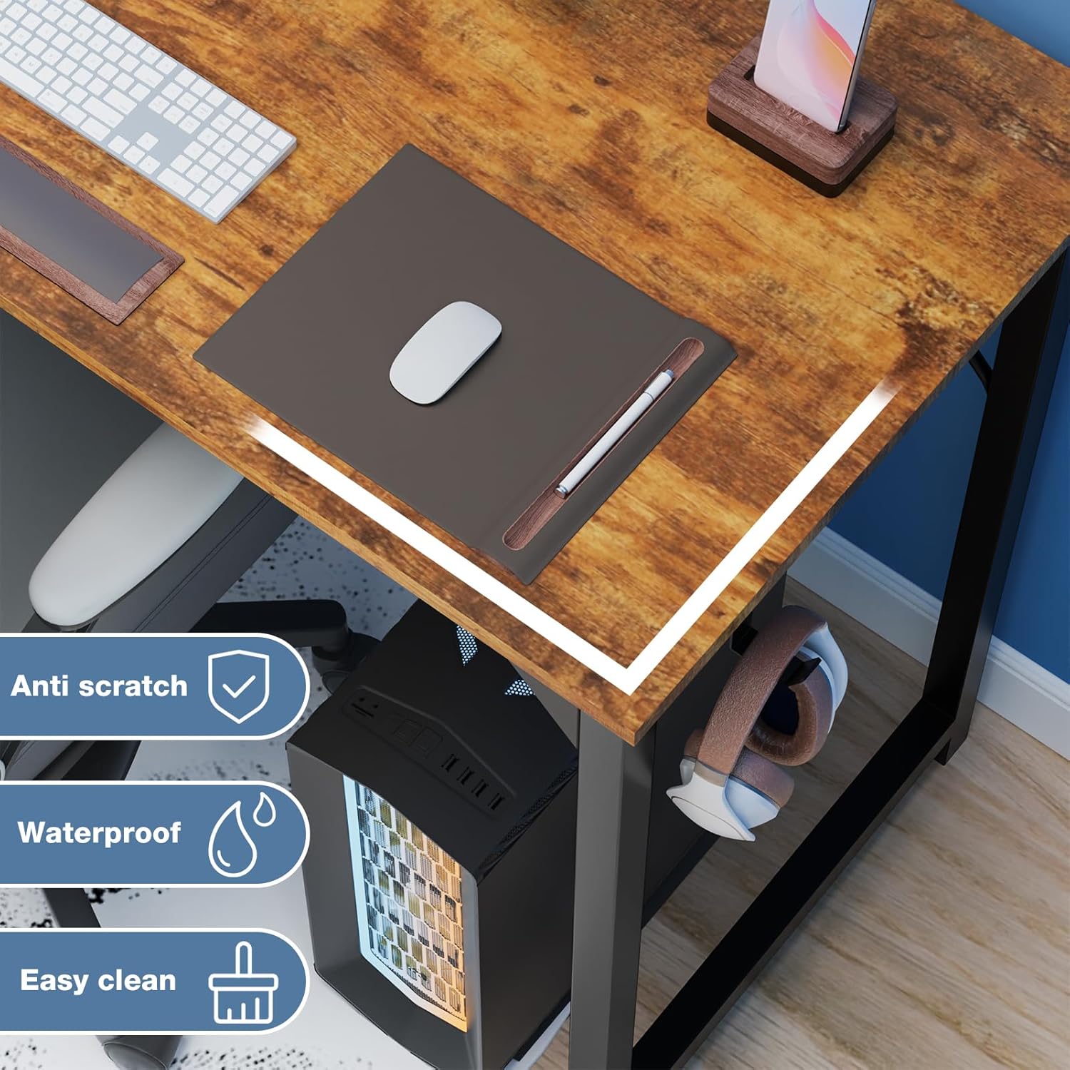 Small Wood Brown Computer Desk 40"