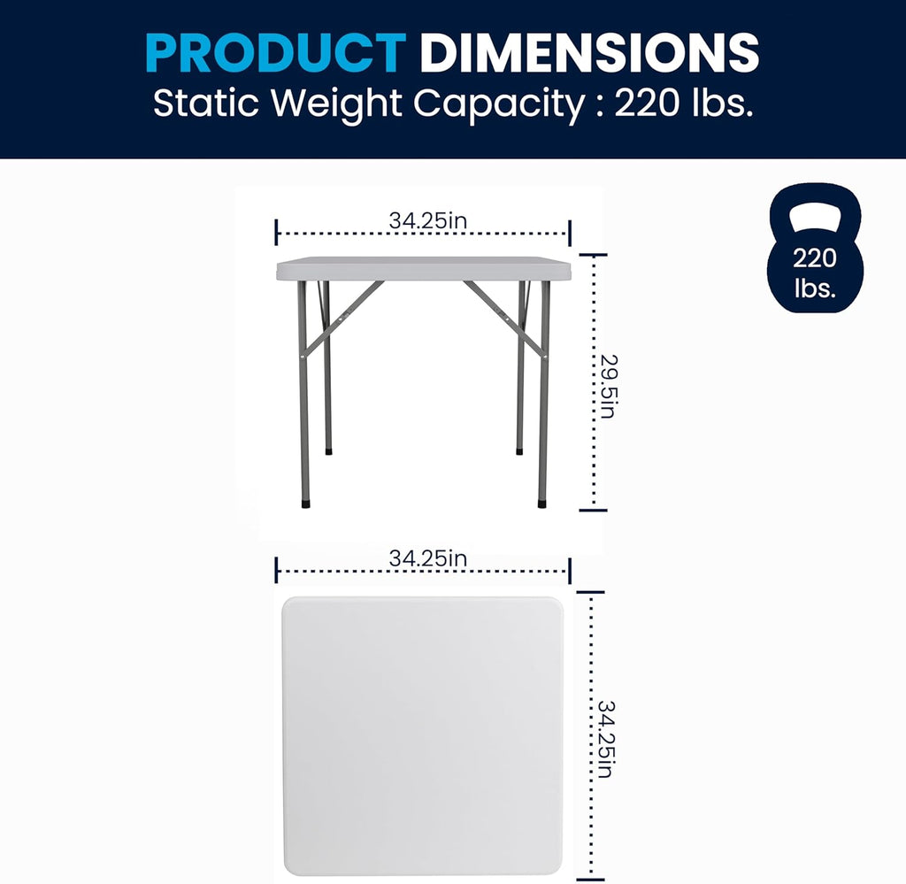 Square Plastic Folding Event Table 34.25"