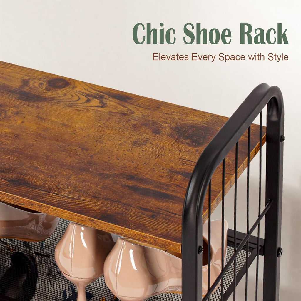 3-Tier Shoe Rack with Guardrails
