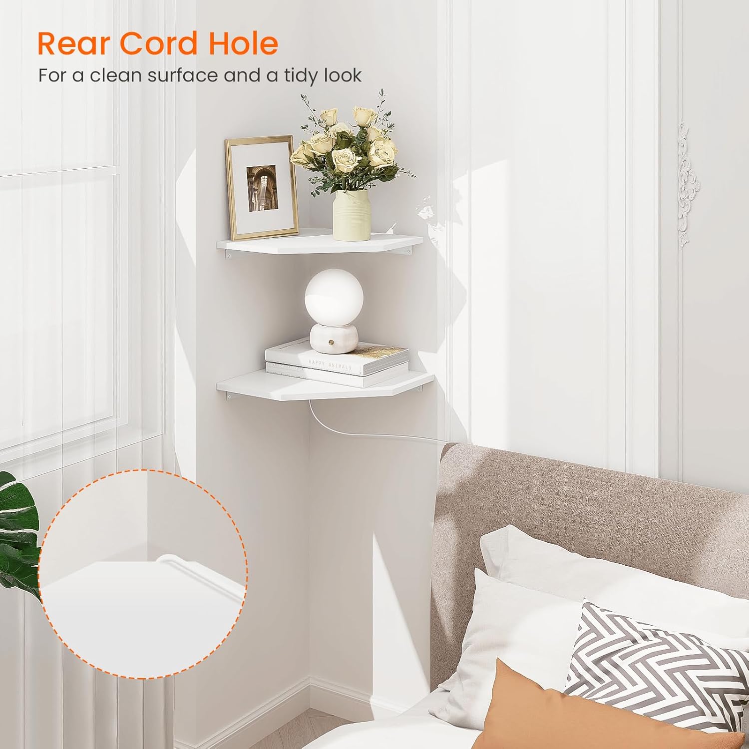Set of 2 Corner Wall Shelves