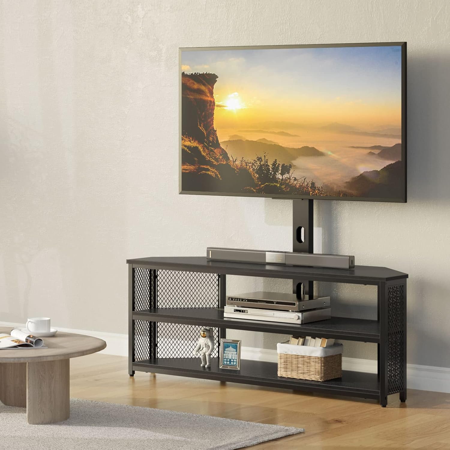 Rolanstar TV Stand with Swivel Mount & LED Lights for 32-70