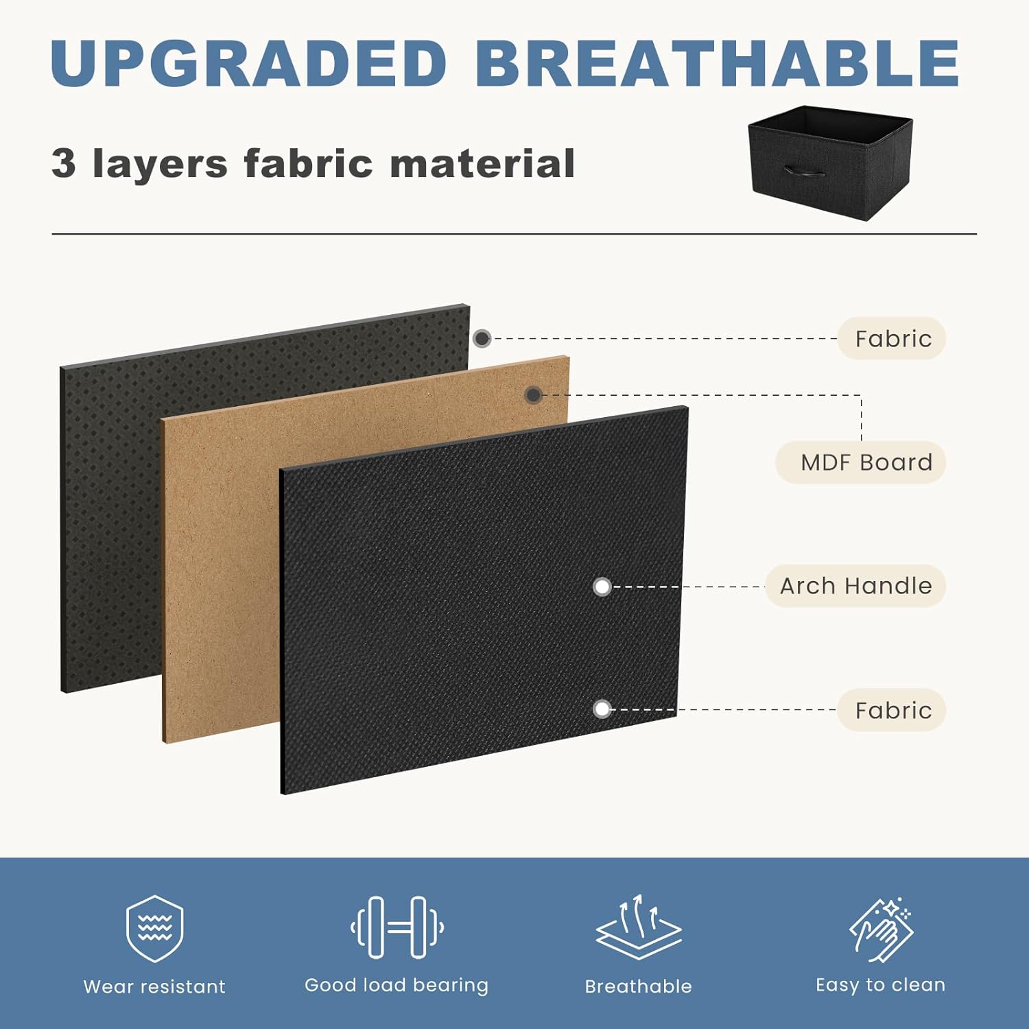 Set of 2 Small Nightstands with Fabric Drawers