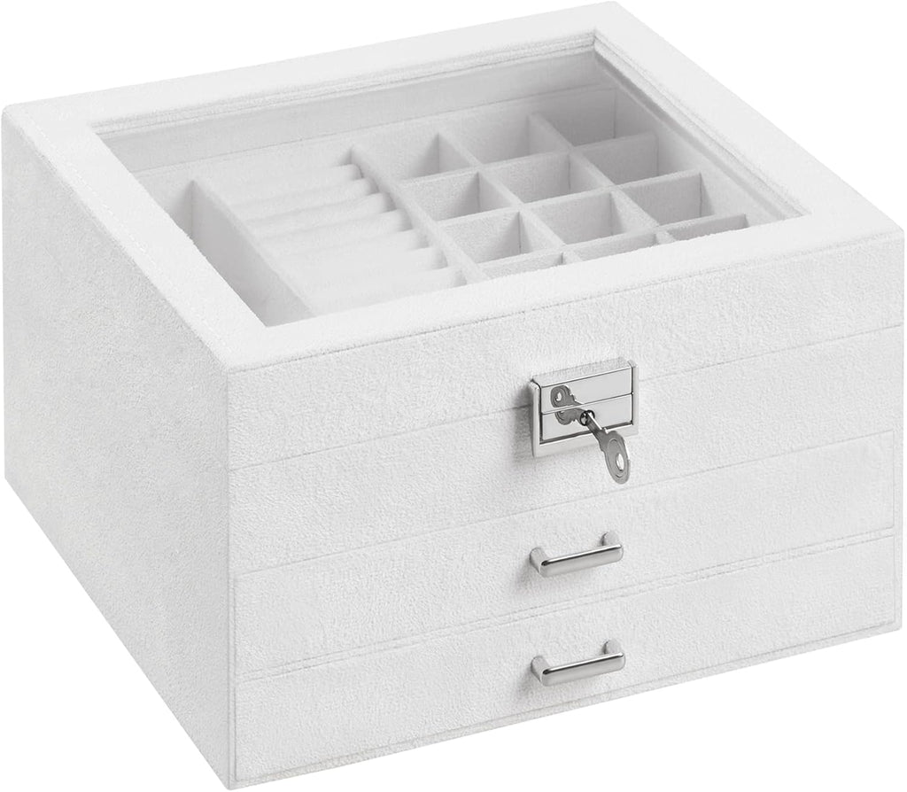 Lockable Jewelry Box with Glass Window