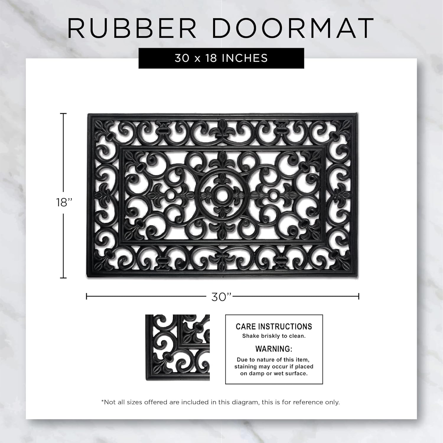 All-Weather Rubber Doormat 24"x36"