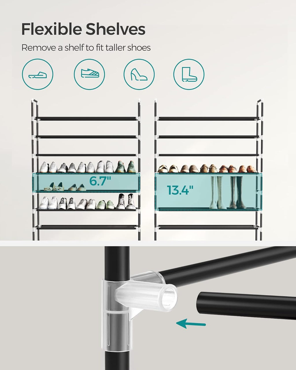 10-Tier Shoe Rack (37”W)