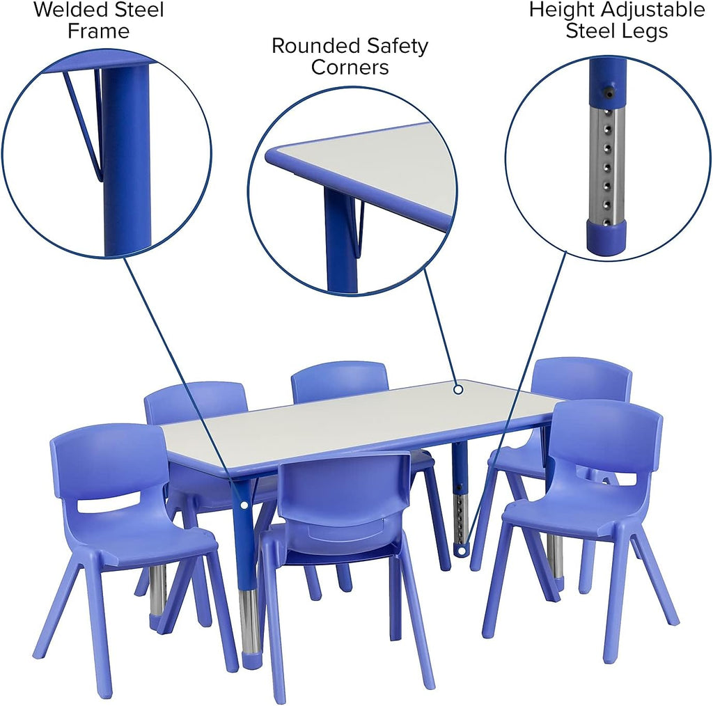 Adjustable Kids Activity Table with 6 Chairs
