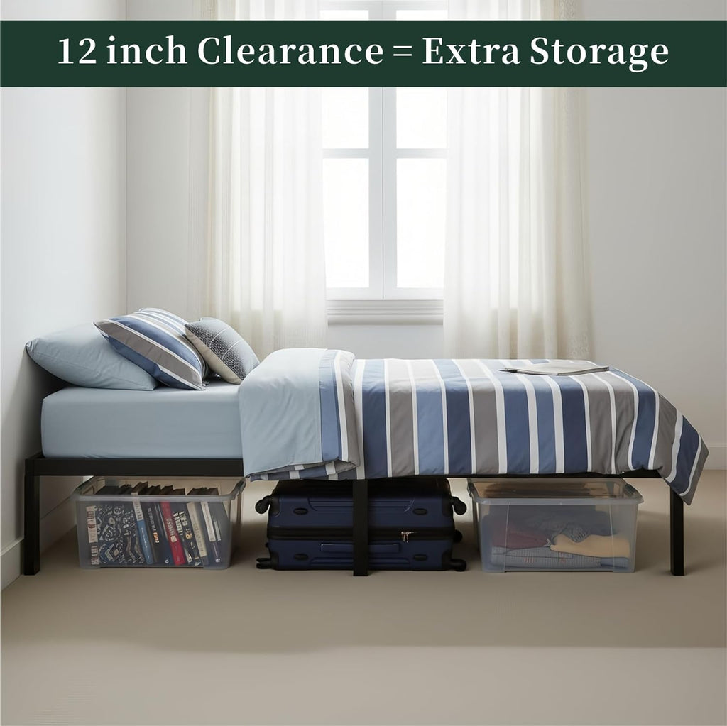 Twin Metal Bed Frame with Storage