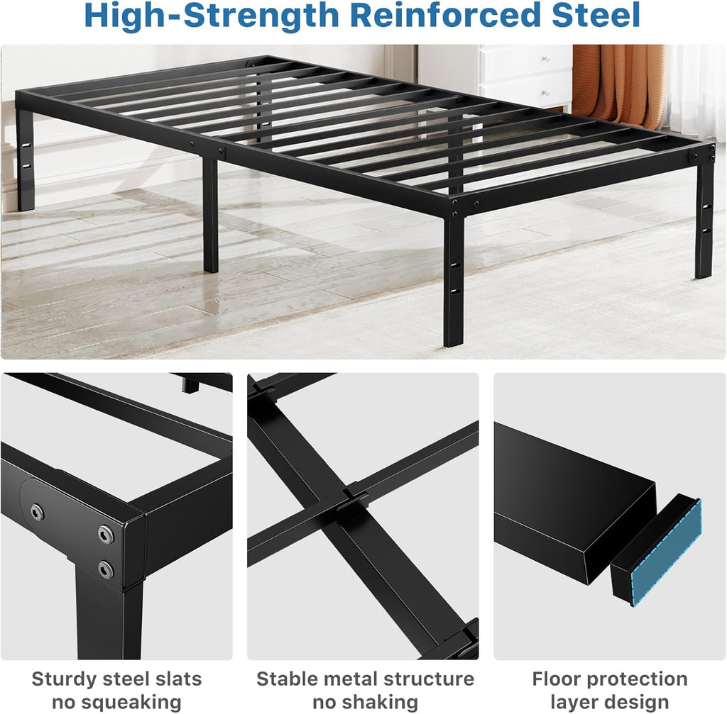 King Metal Bed Frame with Storage Space
