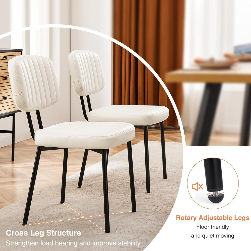 Set of 2 Cream White Dining Chairs