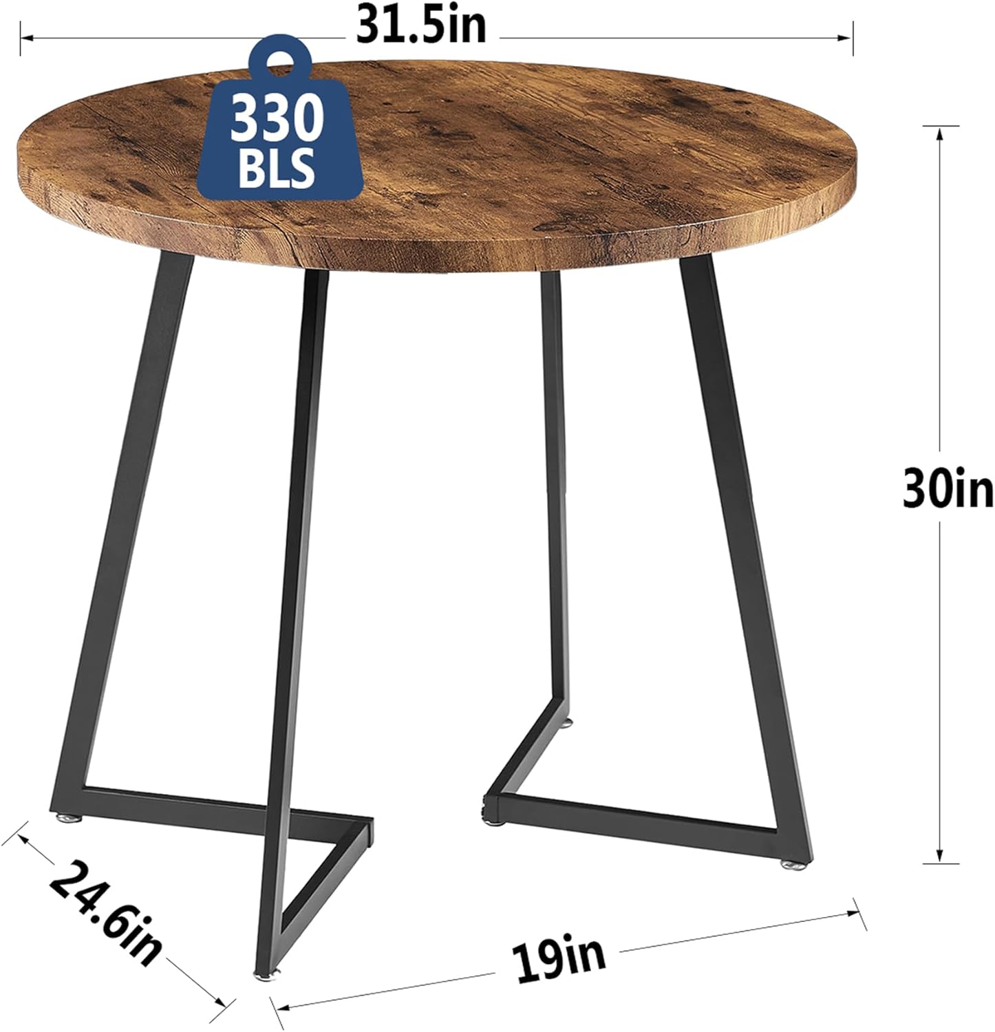 Round Dining Table with Steel Frame 31.5"