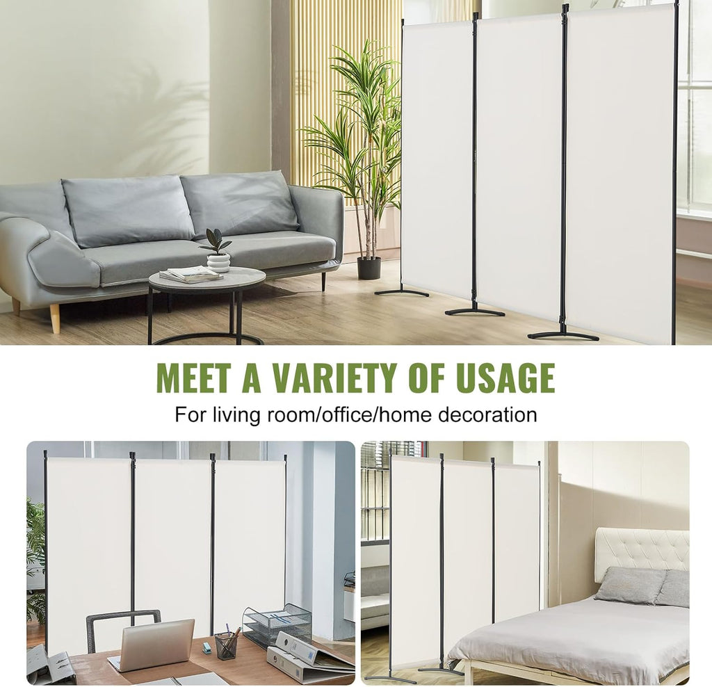 3 Panel Room Divider - White