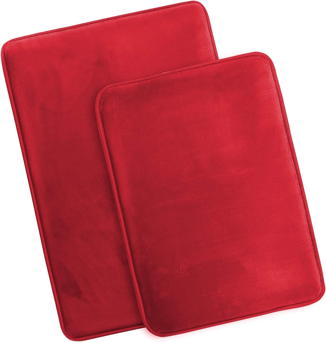 2 Piece Velvet Bath Mat Set - Burgundy