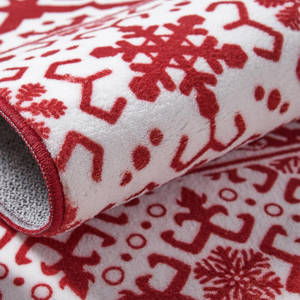 Christmas Area Rug 2'x3' Red Snowflake