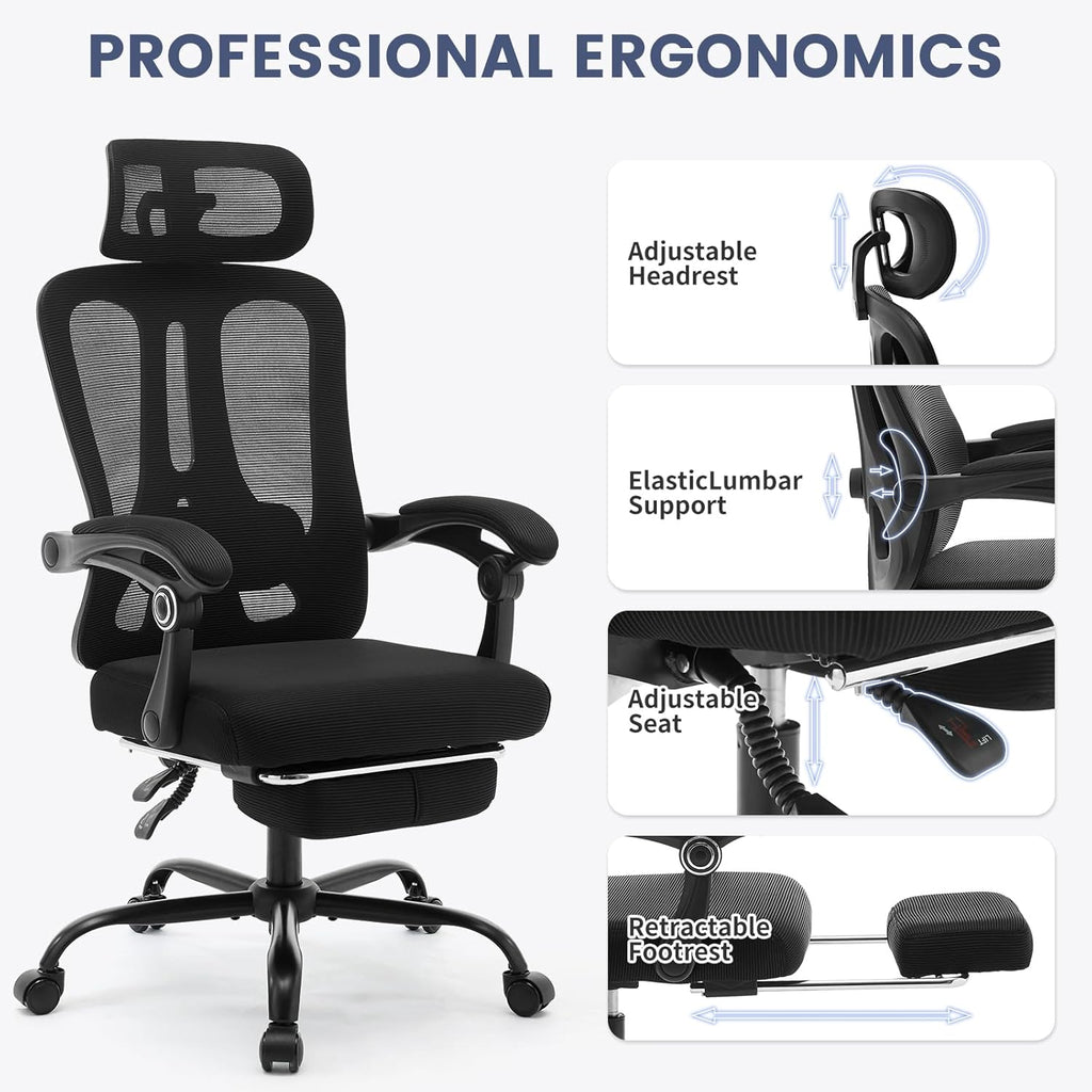 Ergonomic Office Chair with Footrest