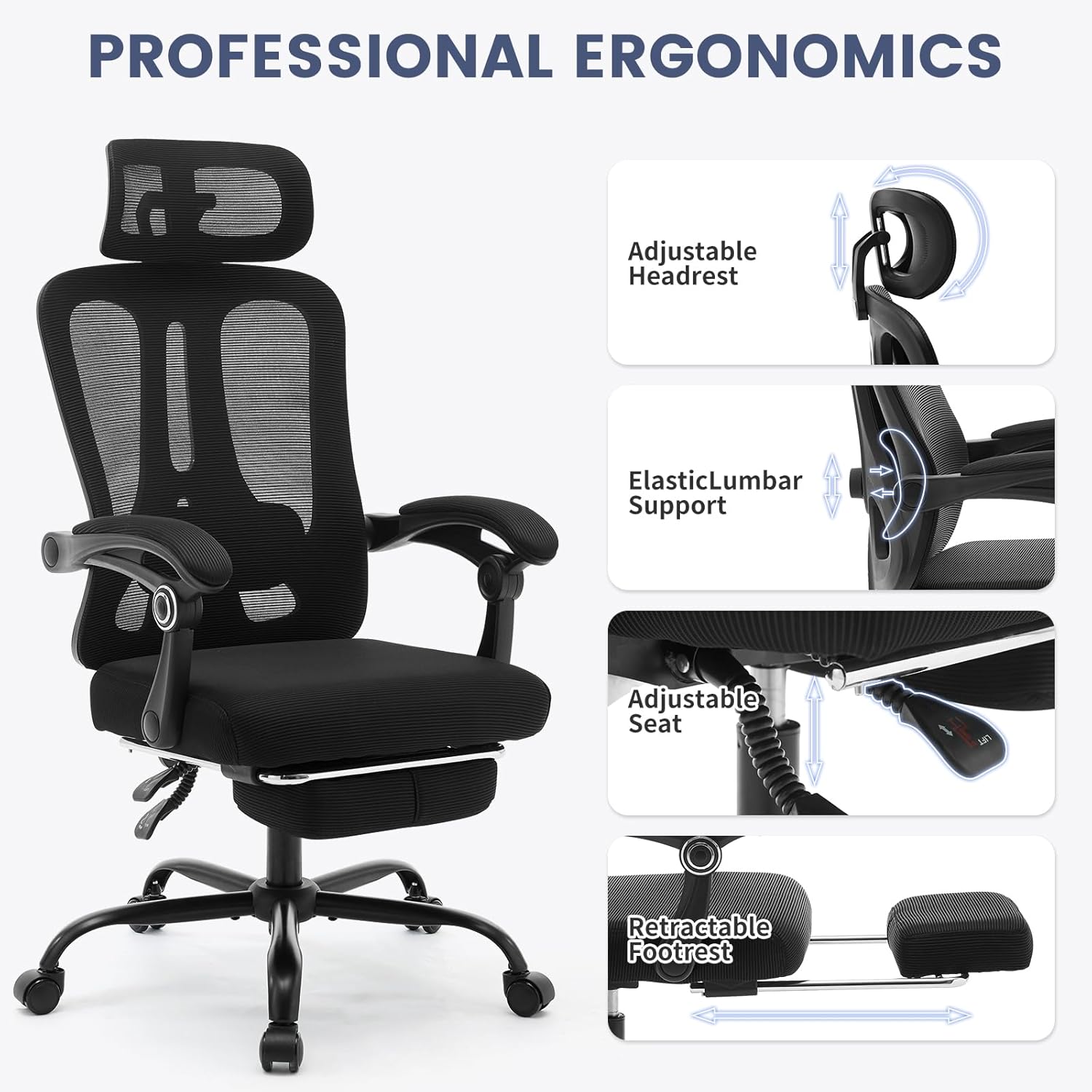 Ergonomic Office Chair with Footrest
