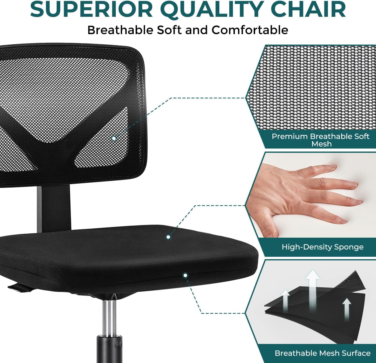 Small Ergonomic Armless Office Chair
