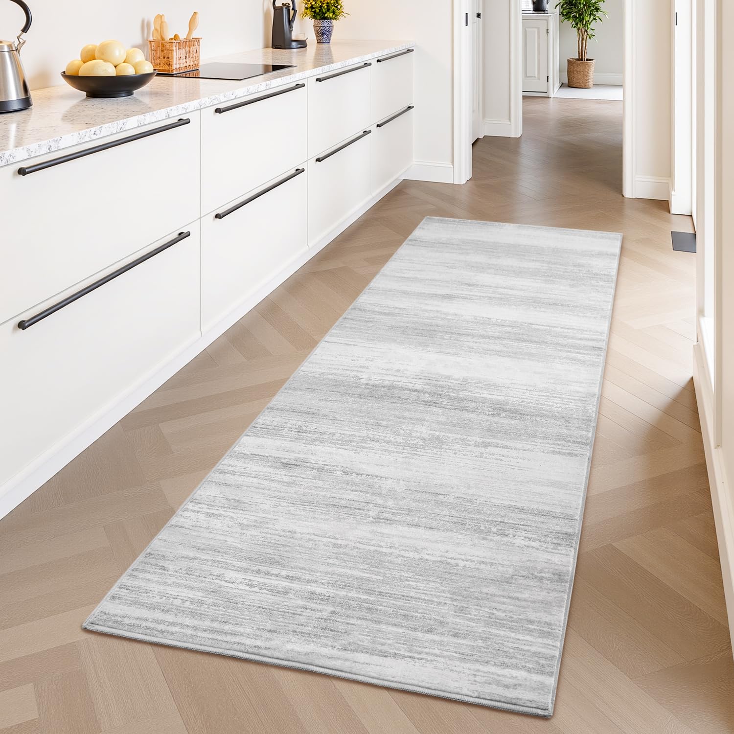 2x8 Grey Modern Abstract Runner Rug