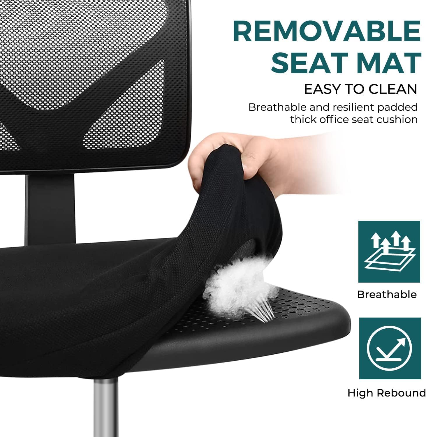 Small Armless Office Chair with Wheels